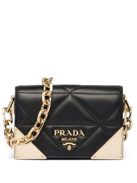 prada quilted nappa leather shoulder bag|Prada.